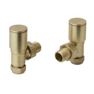 JTP Vos Angled Radiator Valves Brushed Brass Pair ½