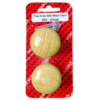 Fastpak Round Pine Knob With Metal Insert 40mm 2pk