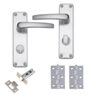 Eclipse Lever Handle On Plate Flat Bathroom Privacy Pack Aluminium