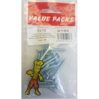 Fastpak Value Pack Twinthread Woodscrews Countersunk Zinc 5.0x40mm (No.10 x 1½) 20pk