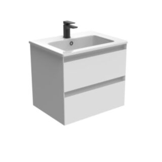 Saneux Uni Wall Mounted Two Drawer Vanity Unit Matt White