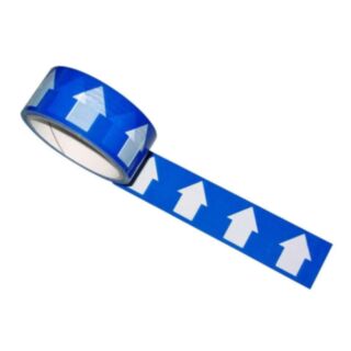 Regin Arrow Direction Identification Tape White On Blue 38mm x 33mtr