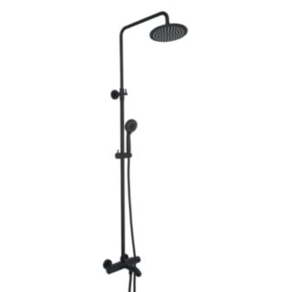 JTP Vos Thermostatic Bar Shower Valve With Triple Outlet, Adjustable Riser Rail Matt Black