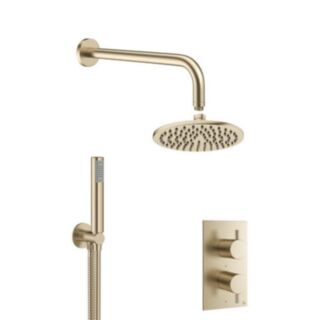 Crosswater MPRO Dual Control Dual Outlet Shower Set Brushed Brass