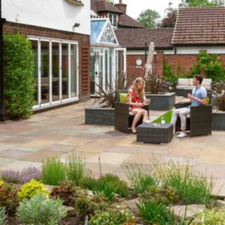 Marshalls Indian Sandstone Riven Paving Slab Buff Multi 18x610x610mm 0.37m²