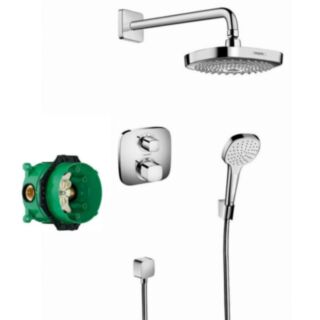hansgrohe Croma Select E Shower System With Ecostat Thermostatic Mixer Set