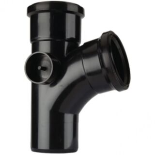 Solvent Weld Soil 104° Single Branch Double Socket With 2 Bosses PVCu Black 110mm