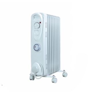 STATUS® 9 Fin Oil Filled Radiator With Thermostat & Timer White 2.0kW