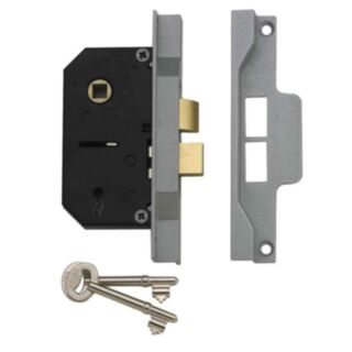 Union 2242 2 Lever Rebated Mortice Sashlock Silver Enamel 65.5mm
