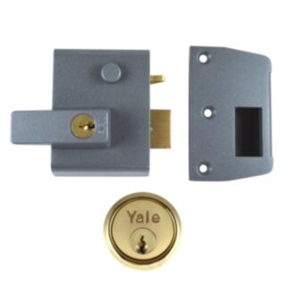 Yale® P2 Double Security Nightlatch Dark Metallic Grey & Brass Cylinder 40mm