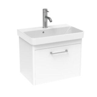 Saneux Hyde Lite Wall Mounted One Drawer Vanity Unit With 1 Tap Hole Wash Basin Gloss White 370x550mm