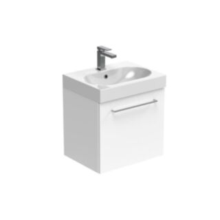 Saneux Austen Wall Mounted One Drawer Vanity Unit Gloss White 500mm