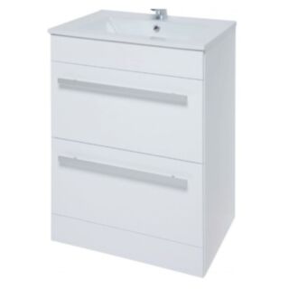 Kartell K-Vit Purity Floor Standing Two Drawer Vanity Unit Gloss White 450x600x855mm