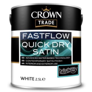 Crown Trade Fastflow Quick Dry Paint Satin White 2.5ltr