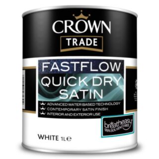 Crown Trade Fastflow Quick Dry Paint Satin White 1ltr
