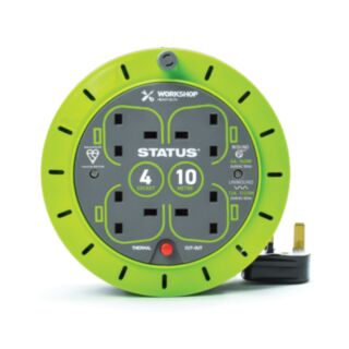 STATUS® 4 Gang Extension Cable Cassette Reel Thermal Cutout 13Amp 240V 10mtr