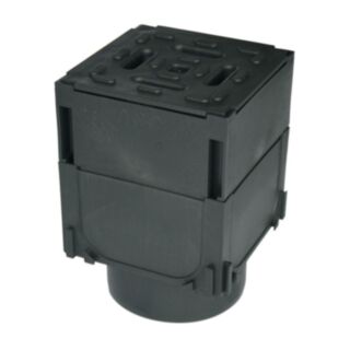 ACO HexDrain Brickslot Corner Unit With Grate & Vertical Outlet Black