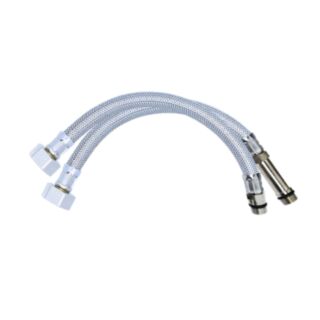 Flexible Braided Monobloc Tap Connector To Swivel Nut M10 x ½ x 300mm 2pce Set